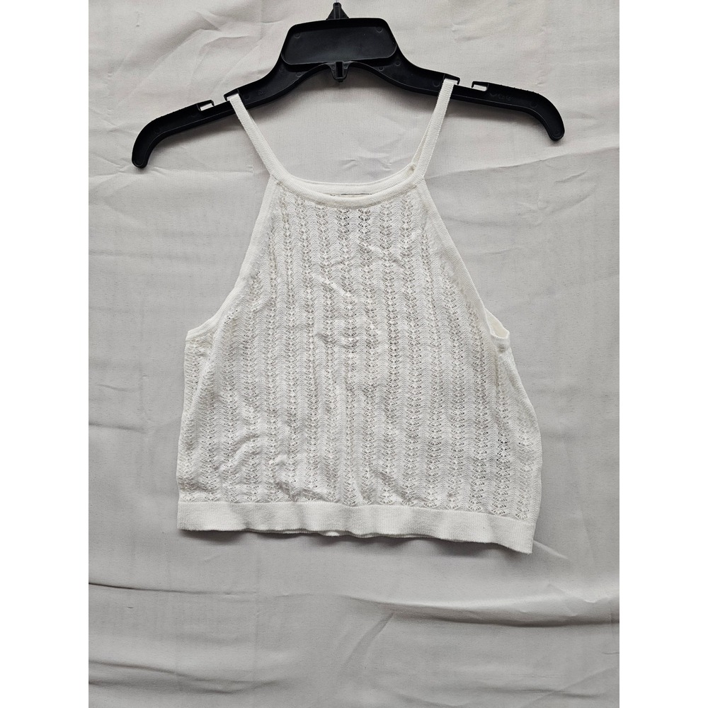 A New Day Cream Pointelle Knit Halter‎ Tank Top XS F00315852